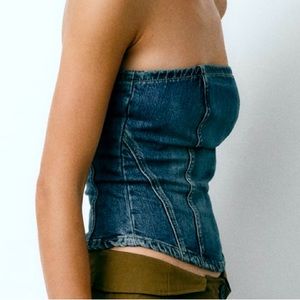 Zara Corset Style Denim Top (xs)